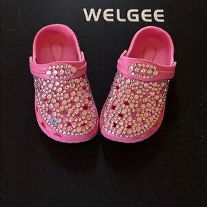 Pink Rhinestone Kids Slippers